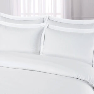 FITTED SHEET (SET) STYLE-4 WHITE WITH GREY EMBROIDERY