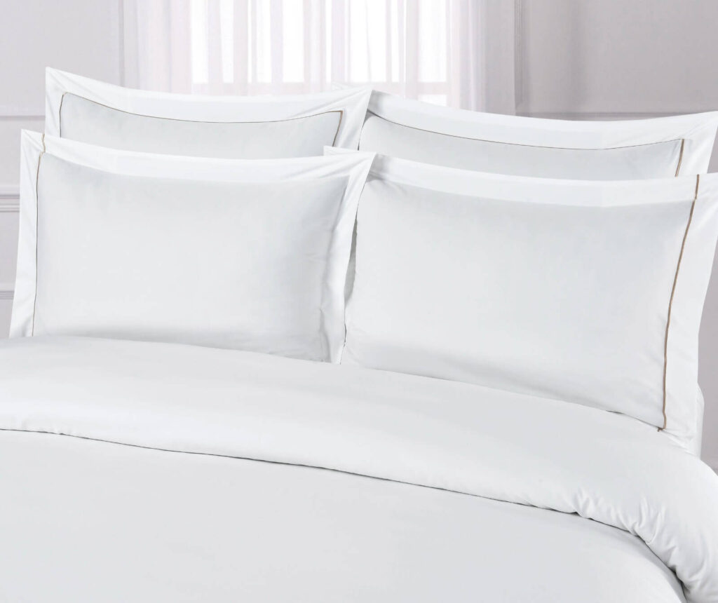 FITTED SHEET (SET) STYLE-4 WHITE WITH LINEN EMBROIDERY