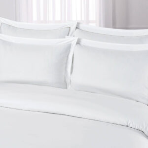 FITTED SHEET (SET) STYLE-4 WHITE WITH LINEN EMBROIDERY