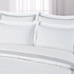 FITTED SHEET (SET) STYLE-3 WHITE WITH BLACK EMBROIDERY